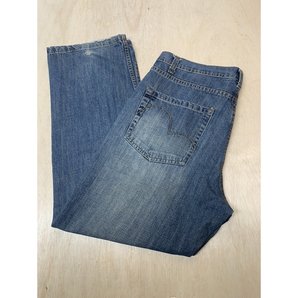 Qruel Jeans Mens 36/32 Approx 36x31‎ Demin Blue Straight Leg - Picture 2 of 8